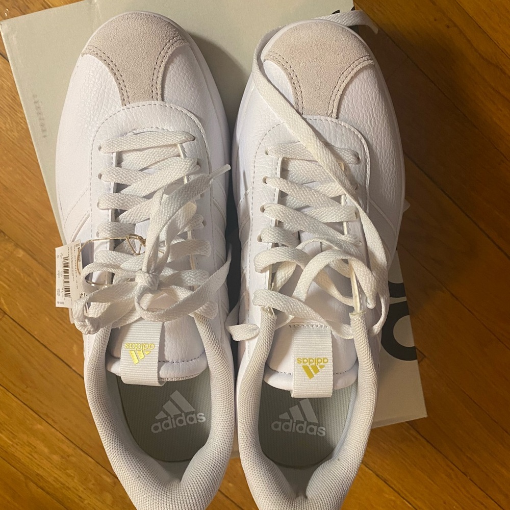 Adidas White and Beige Court Sneakers - Picture 3 of 8